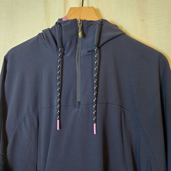 The North Face rain poncho womens Small Blue w/Purple lining hooded. - Picture 4 of 10